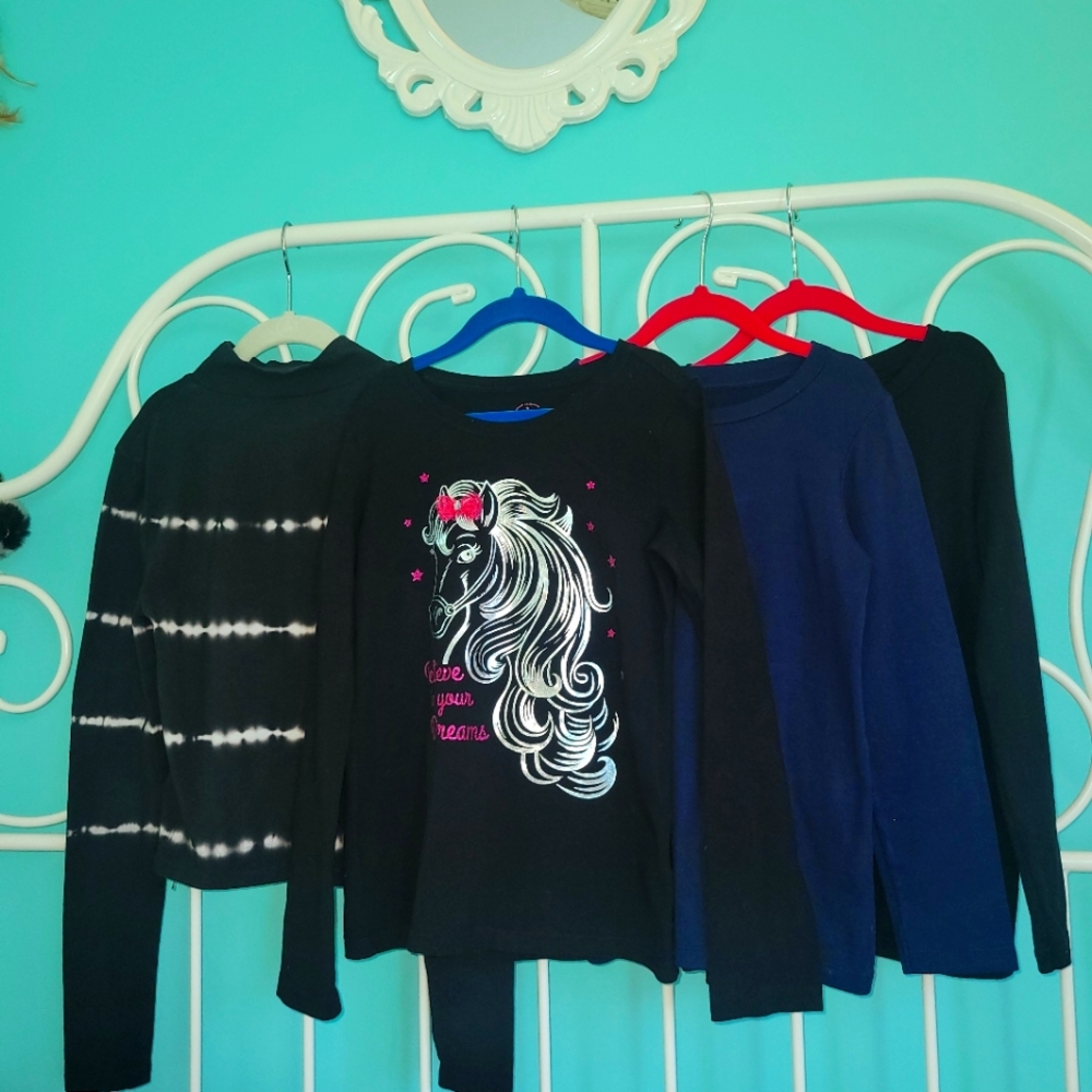 Bundle of 4 kids long sleeve shirts youth size 7-8